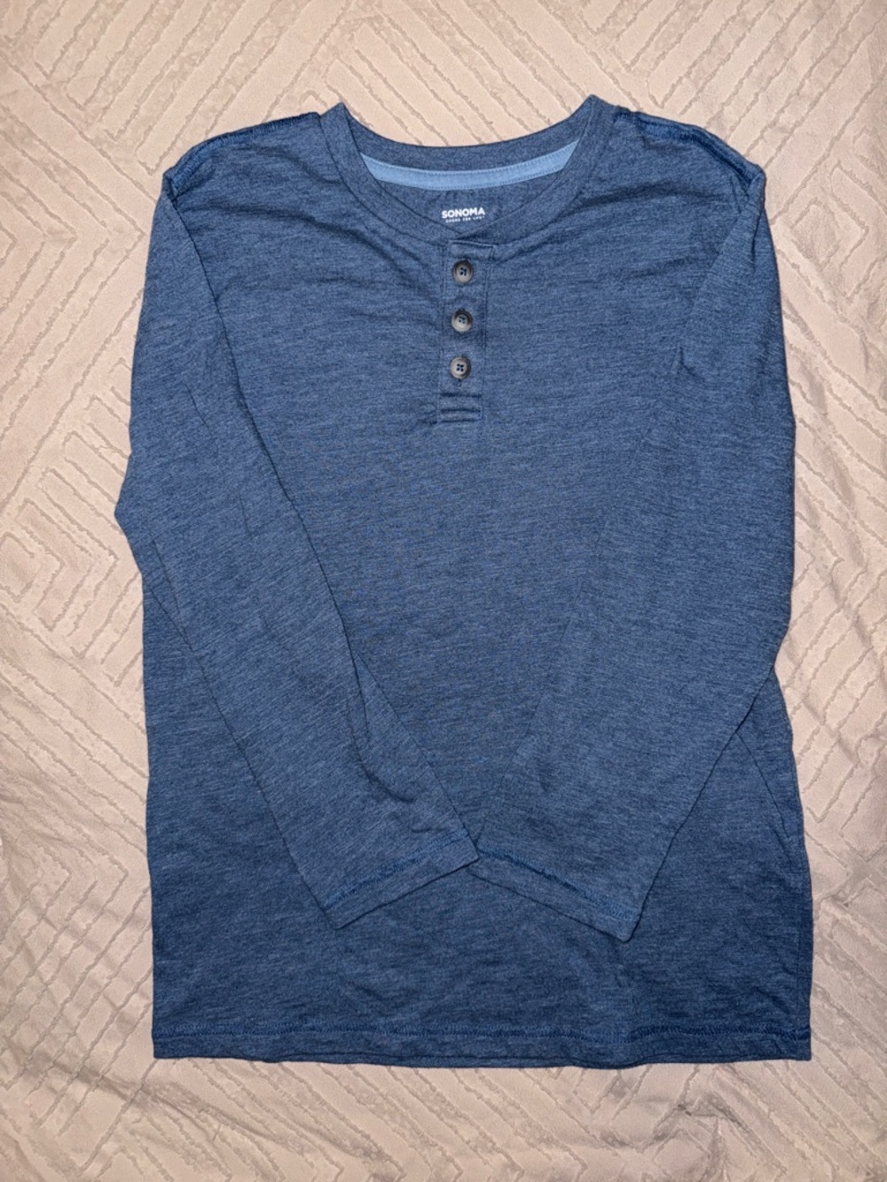Boys Sonoma Super Soft Henley Navy Blue Long Sleeve Shirt - Size 10/12